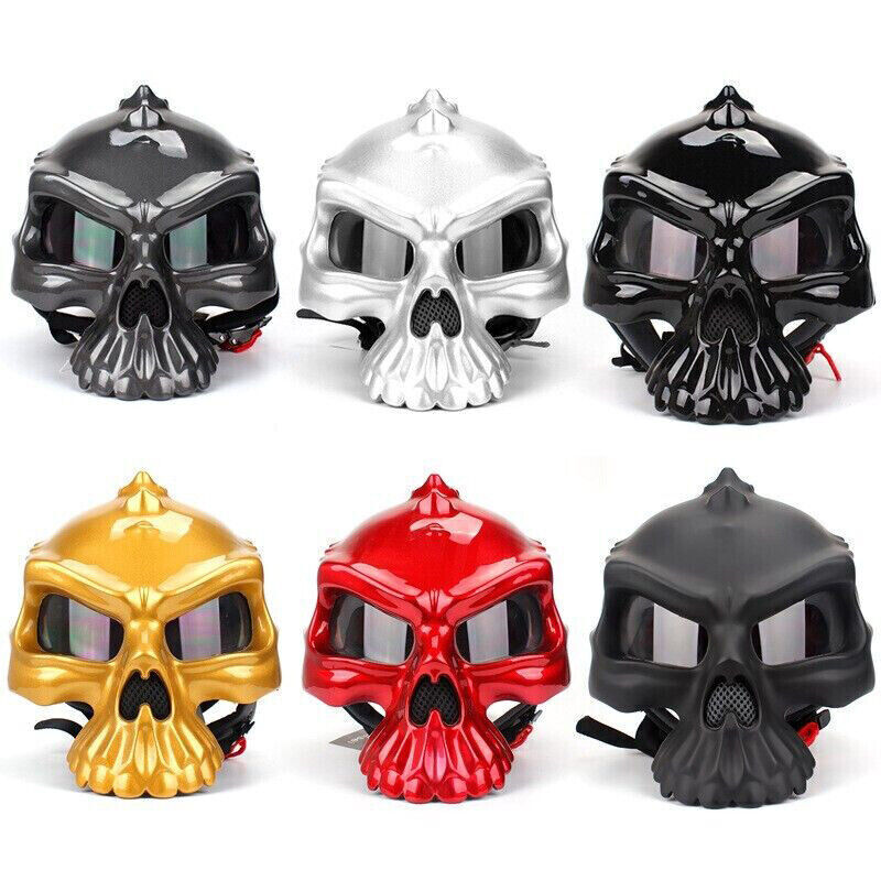 Motorcycle Skull Helmet Half Open Face Helmets with Visor Street Racing Touring - Fresh Stock Dated December 2025