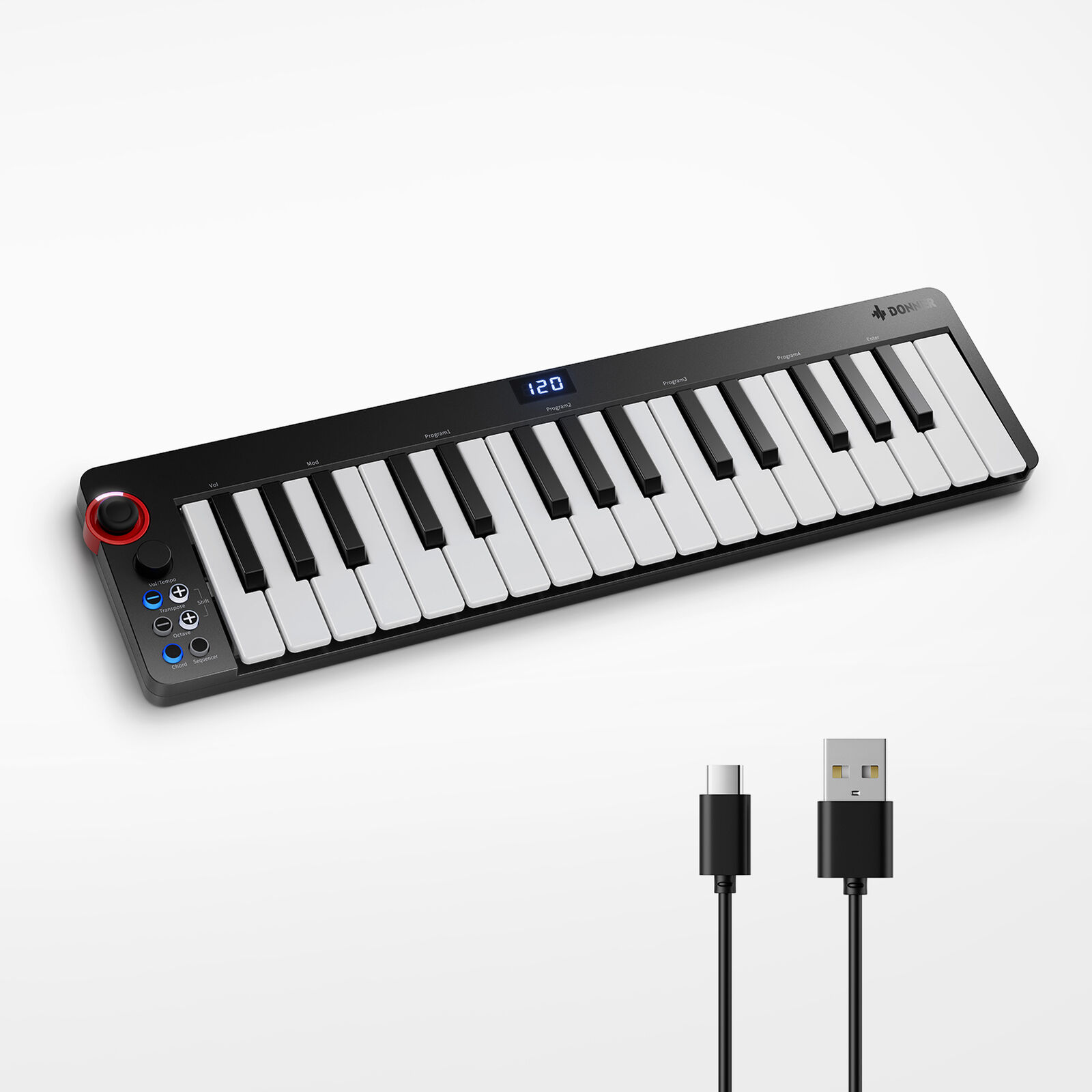 Donner 32-Key MIDI Keyboard Controller Sequencer Mini with Digital Tube Screen - Fresh Stock Dated February 2026
