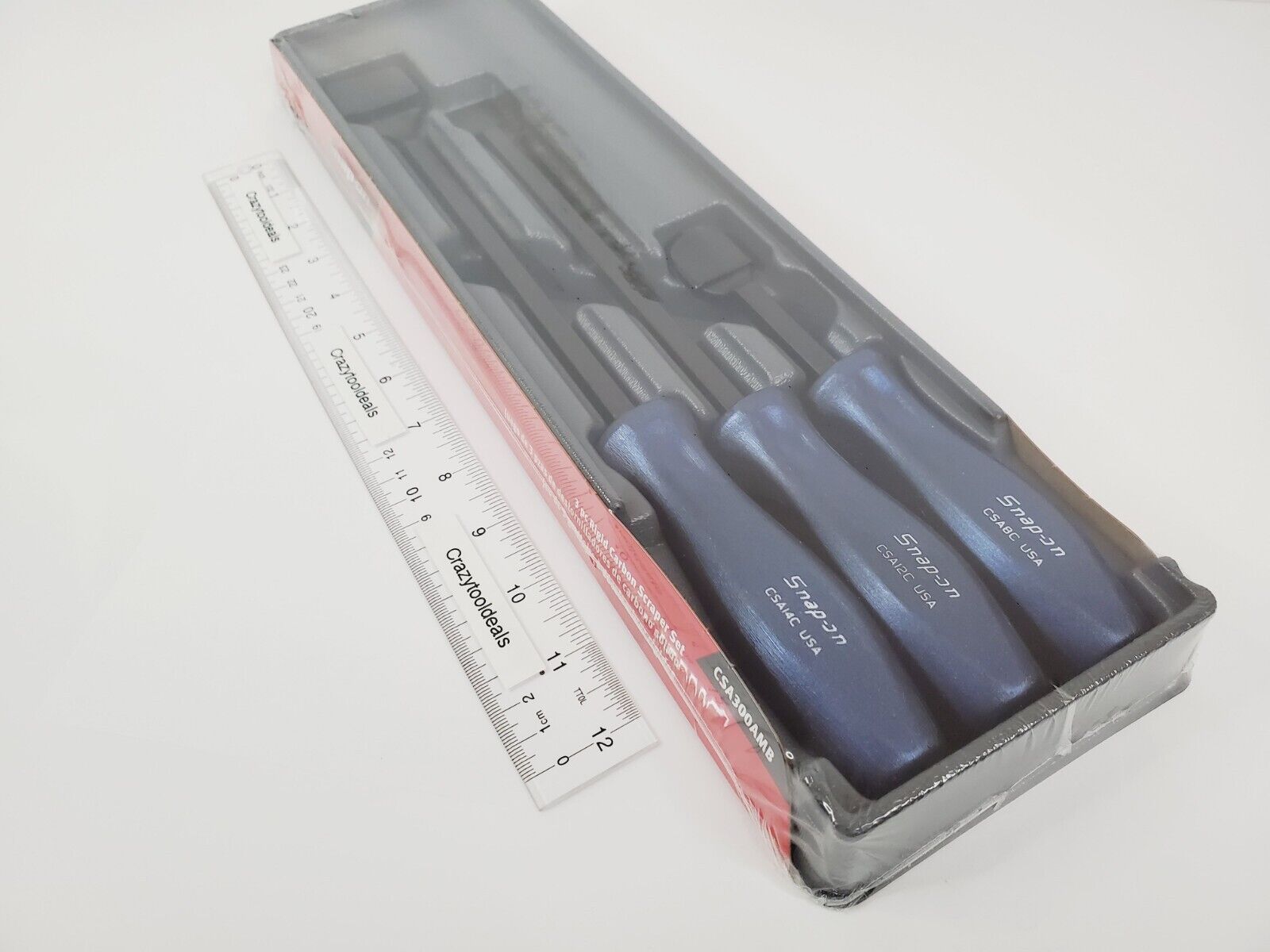 Snap On Tools NEW CSA300AMB 3 Piece Power Blue Handle Rigid Carbon Scraper Set - Fresh Stock Dated February 2026