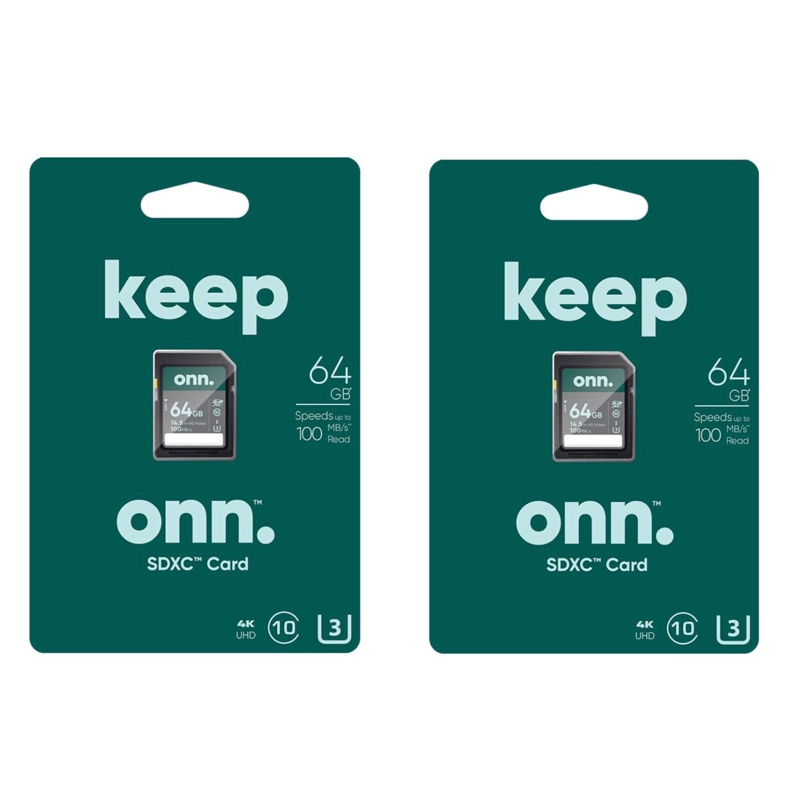 2-Pack - onn 64GB SDXC Flash Memory Card, up to 100MB/s read speed - Fresh Stock Dated February 2026