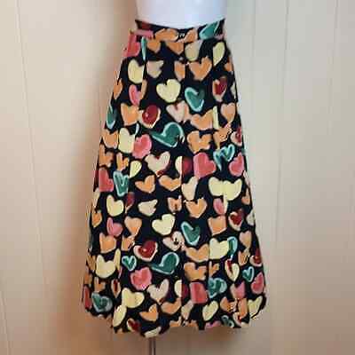 Vintage 80s 90s A Line Heart Print Maxi Skirt Sz M Rockabilly Valentines Day - Fresh Stock Dated December 2025