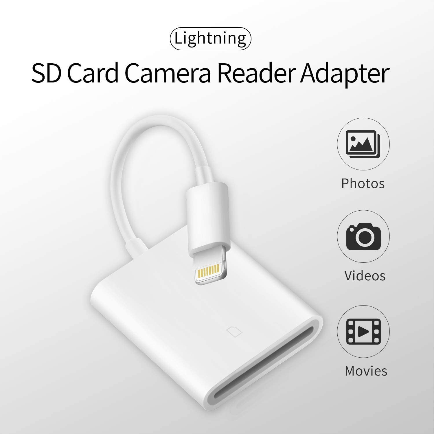 For Ipad Iphone Tail Adapter Upgraded USB 2.0 SD Card Camera Reader - Fresh Stock Dated February 2026