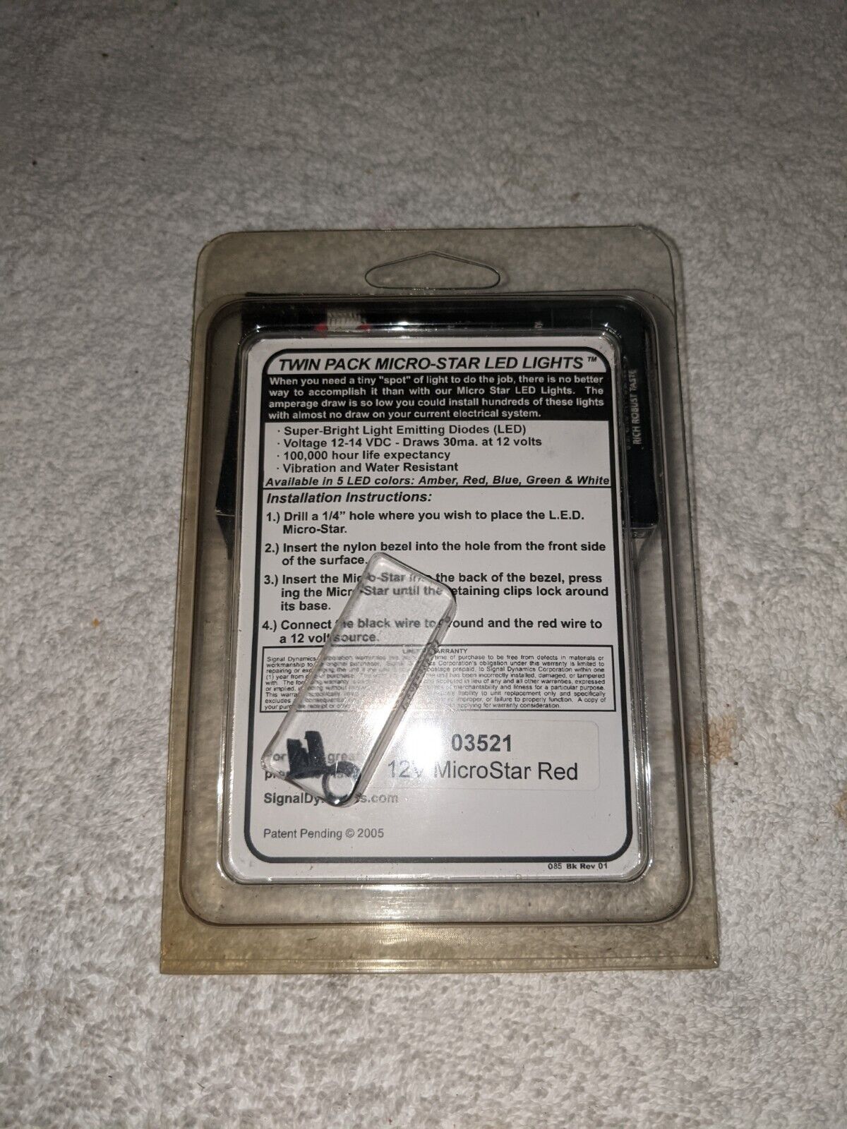 Signal Dynamics 03521 Micro-Stars 2 Pack 12V RED LED - Fresh Stock Dated February 2026