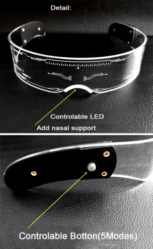 7 Colors LED Visor Glasses Cyberpunk Tron CyberGoth Goggles Cosplay Decoration - Fresh Stock Dated February 2026