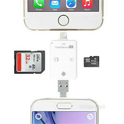 USB Flash Drive SD TF Card Reader Adapter For iPhone Xs Xr X 8 7 7s 6s Plus iPad - Fresh Stock Dated December 2025