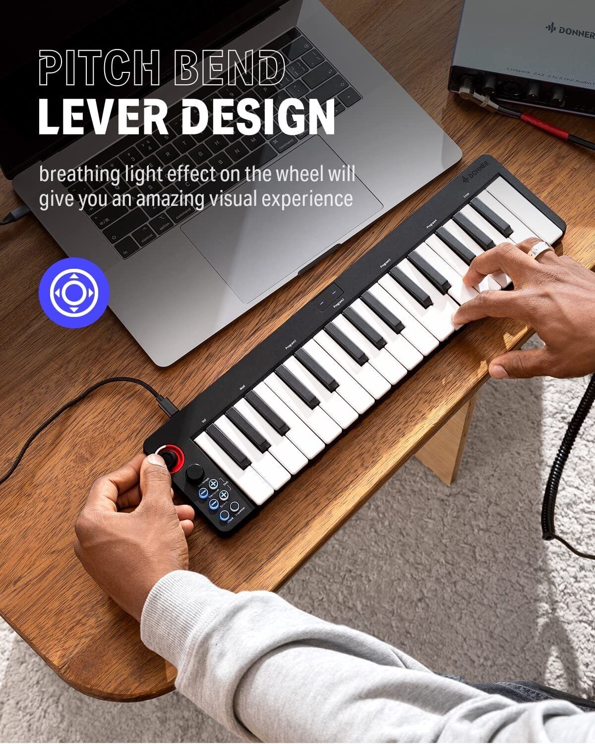 Donner 32-Key MIDI Keyboard Controller Sequencer Mini with Digital Tube Screen - Fresh Stock Dated February 2026