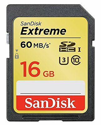 SanDisk 16GB Extreme SDHC 60MB/S Class 10 400x UHS-I U3 Camera Flash Memory Card - Fresh Stock Dated December 2025