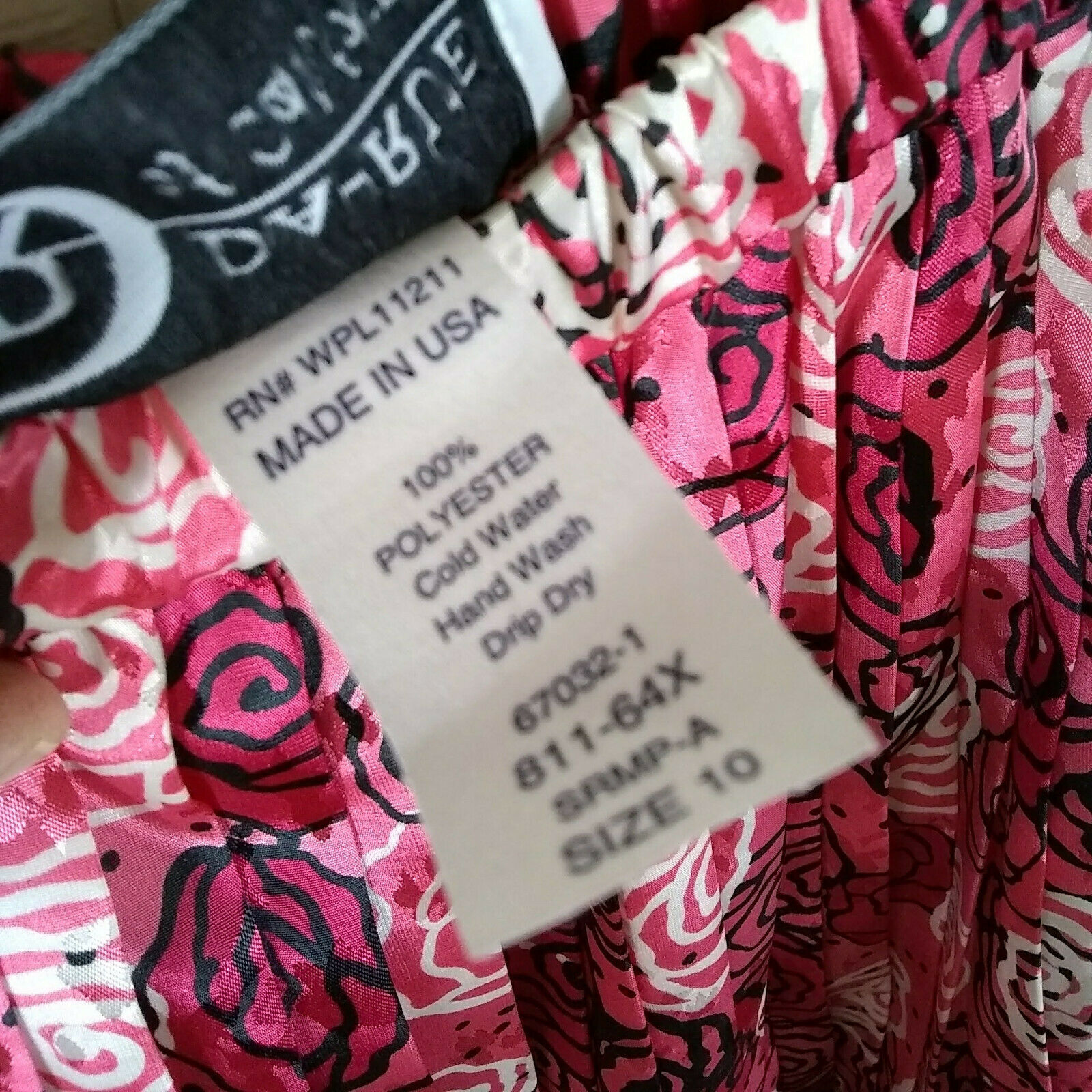 Vintage 80s 90s Pleated Midi Skirt Rose Floral Print Pink Silky Satin 10 - Fresh Stock Dated March 2026