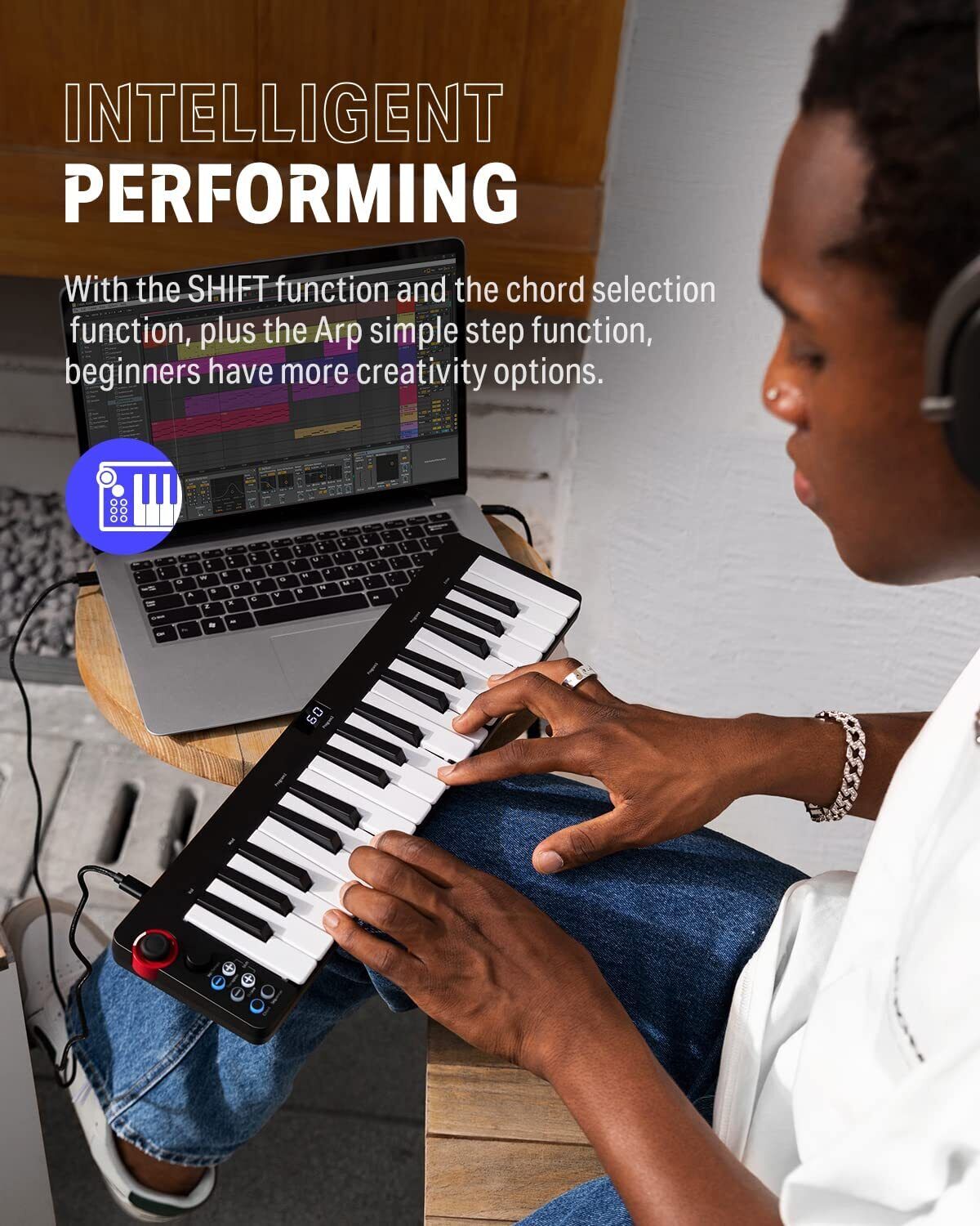 Donner 32-Key MIDI Keyboard Controller Sequencer Mini with Digital Tube Screen - Fresh Stock Dated February 2026