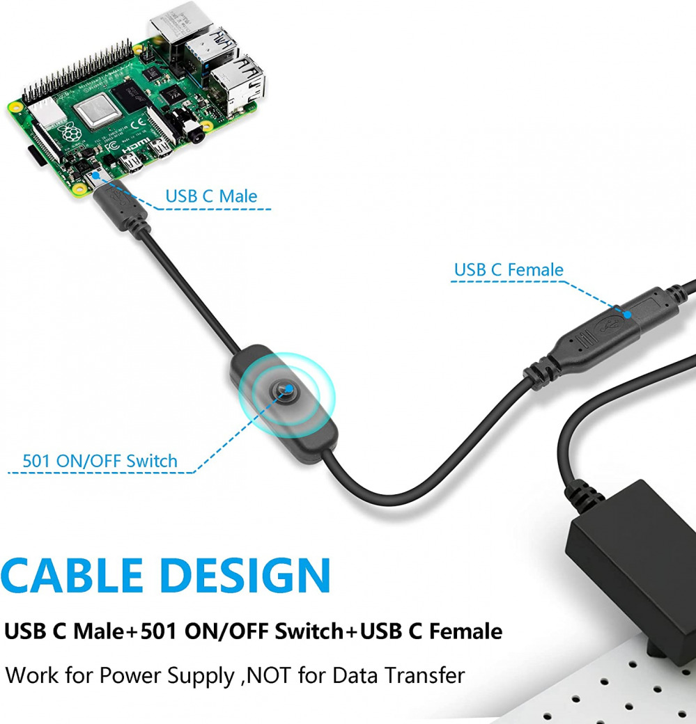 USB Power Switch Cable YACSEJAO A to C,USB Type C Fast Charge Cable... - Fresh Stock Dated February 2026