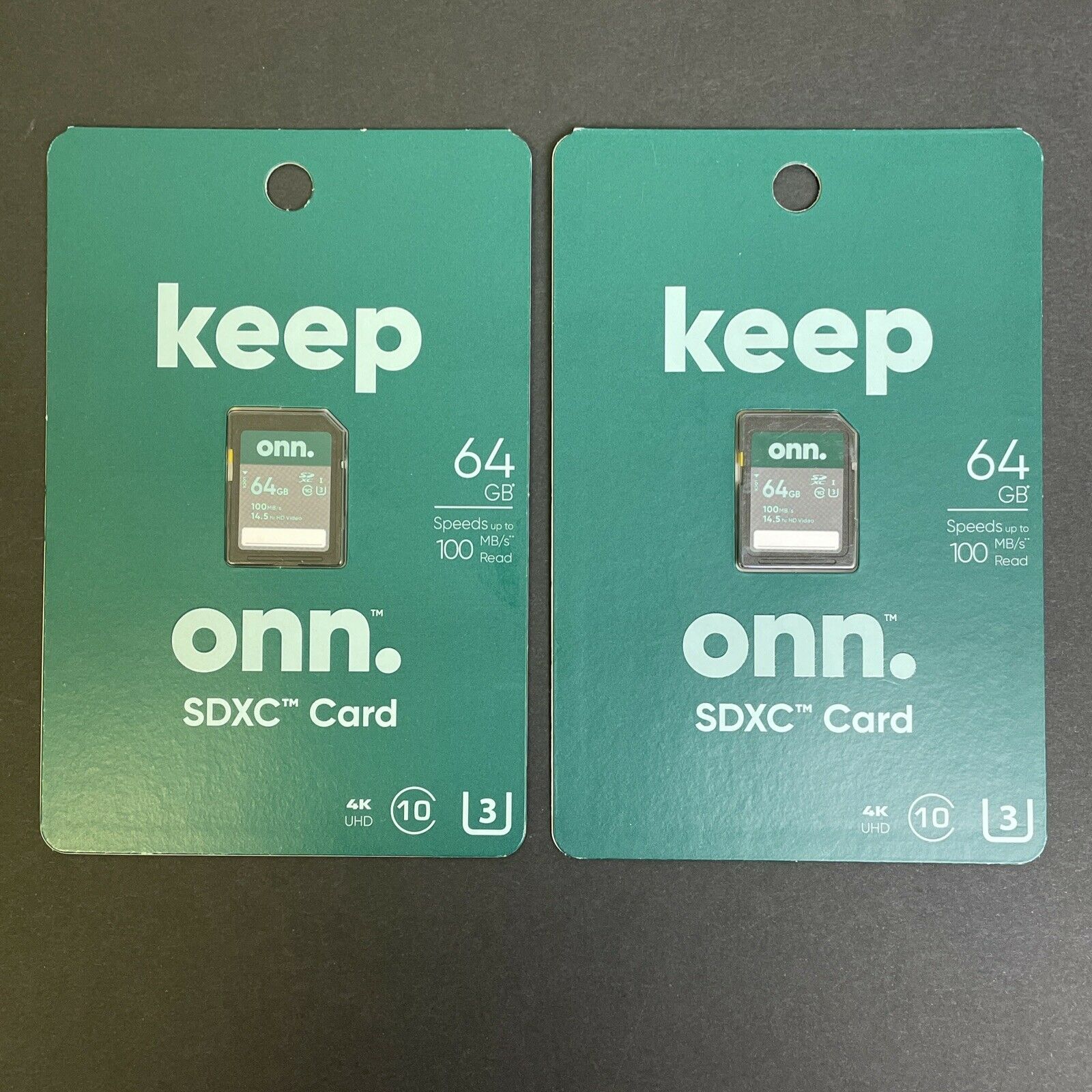 2-Pack - onn 64GB SDXC Flash Memory Card, up to 100MB/s read speed - Fresh Stock Dated February 2026