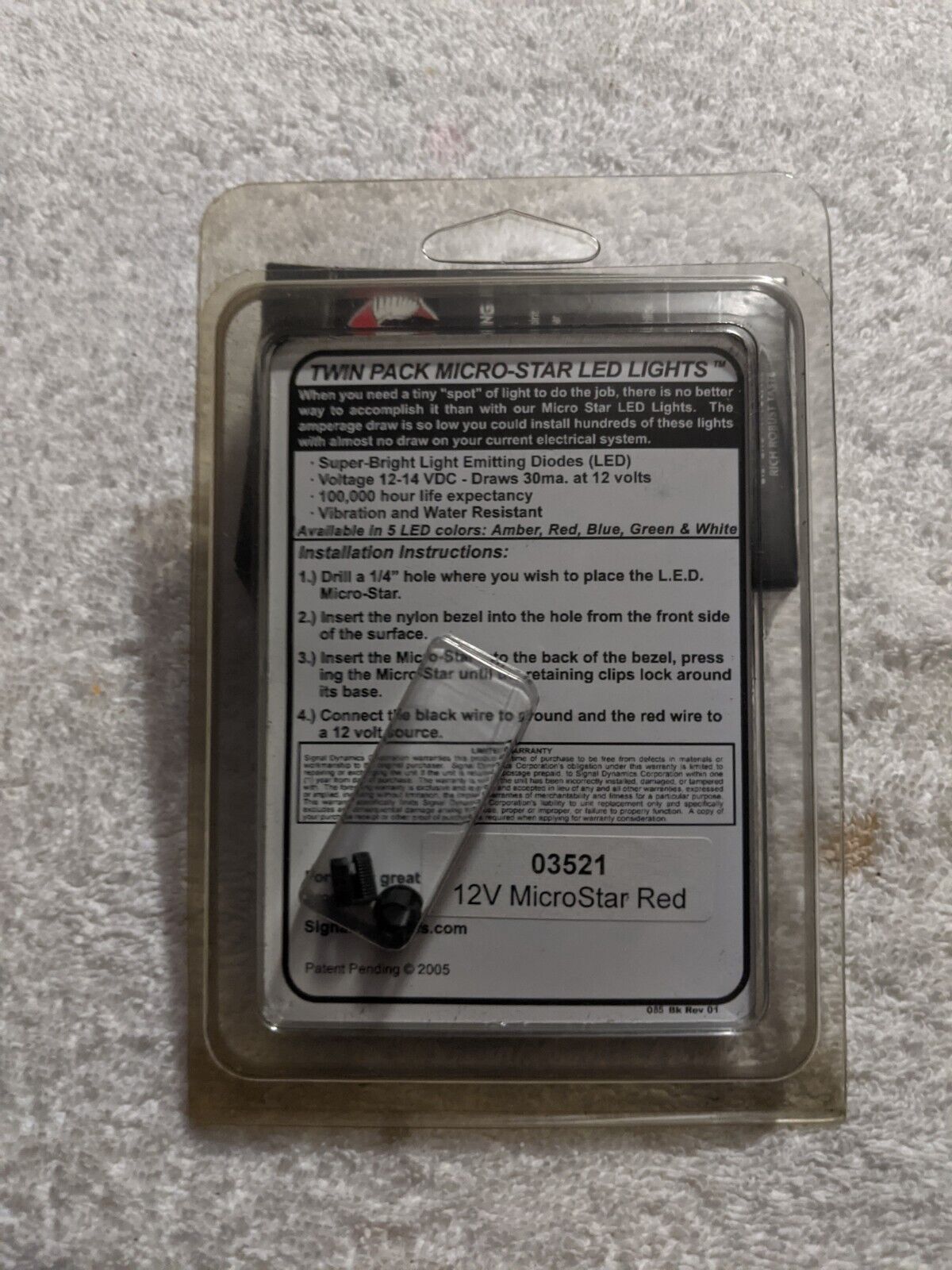 Signal Dynamics 03521 Micro-Stars 2 Pack 12V RED LED - Fresh Stock Dated February 2026