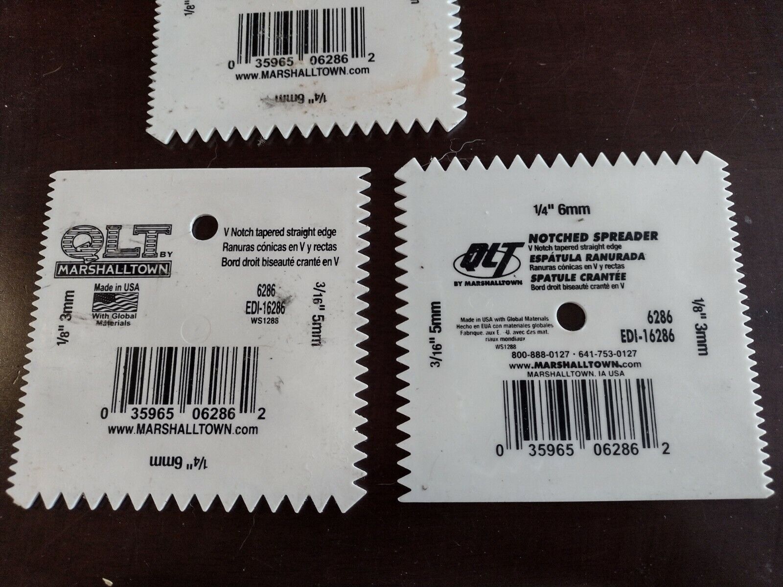 V-NOTCHED tapered straight edge ADHESIVE SPREADERS 1/8