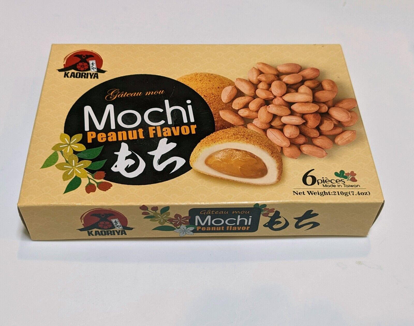 Kaoriya Mochi Peanut Flavor 6 Pieces 210 grams 7.4 oz - Fresh Stock Dated February 2026