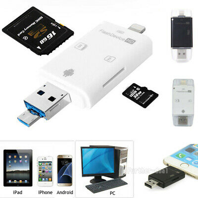 USB Flash Drive SD TF Card Reader Adapter For iPhone Xs Xr X 8 7 7s 6s Plus iPad - Fresh Stock Dated December 2025