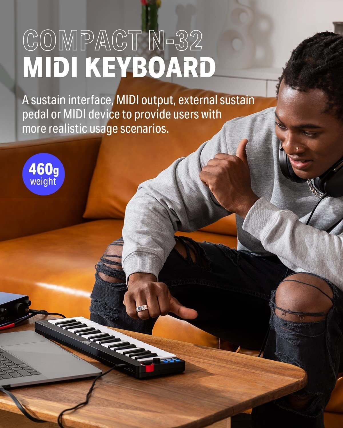 Donner 32-Key MIDI Keyboard Controller Sequencer Mini with Digital Tube Screen - Fresh Stock Dated February 2026