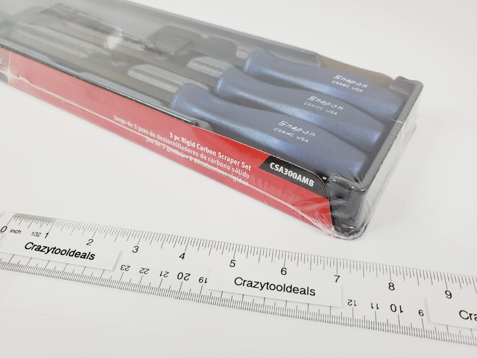 Snap On Tools NEW CSA300AMB 3 Piece Power Blue Handle Rigid Carbon Scraper Set - Fresh Stock Dated February 2026