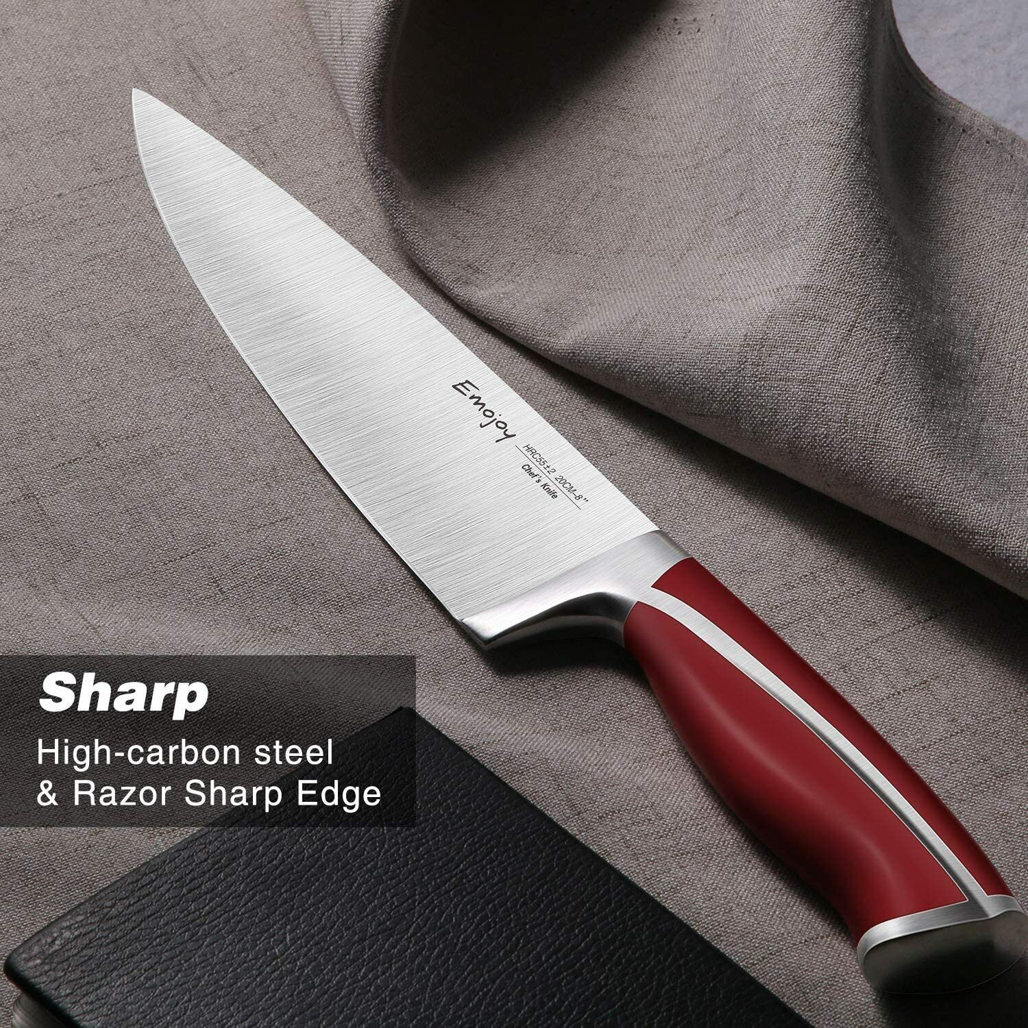 Knife Set, 15-Piece Kitchen Knife Set with Block Wooden German Stainless Steel - Fresh Stock Dated February 2026