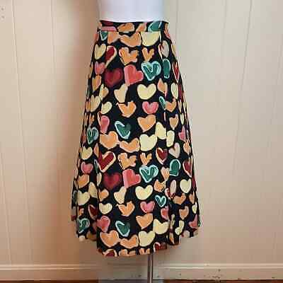 Vintage 80s 90s A Line Heart Print Maxi Skirt Sz M Rockabilly Valentines Day - Fresh Stock Dated December 2025
