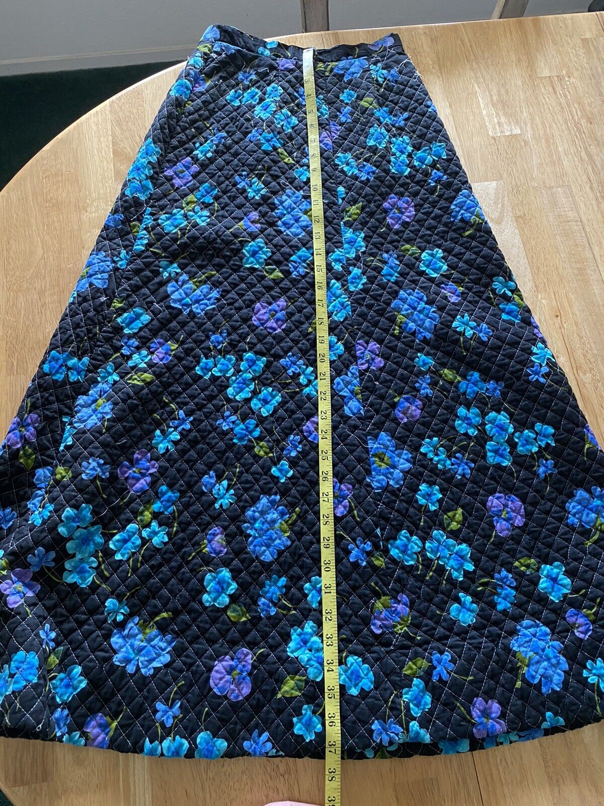 VTG 70’s Dark Floral Quilted Blanket High Waist Aline Maxi Skirt XS - Fresh Stock Dated March 2026