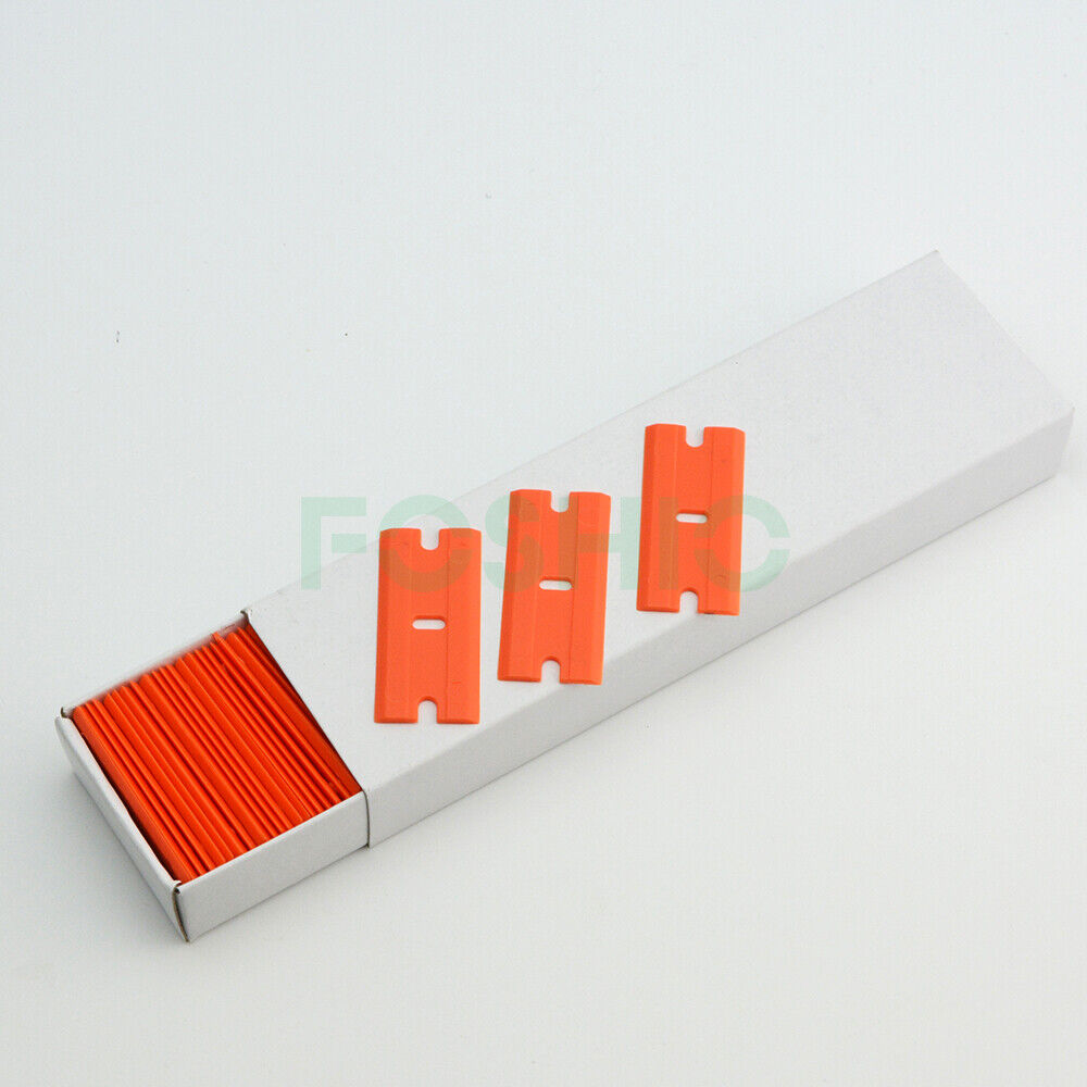 2 Set Scraper w/100 Pcs Plastic Double Edged Blades Car Stickers Glue Remover US - Fresh Stock Dated February 2026