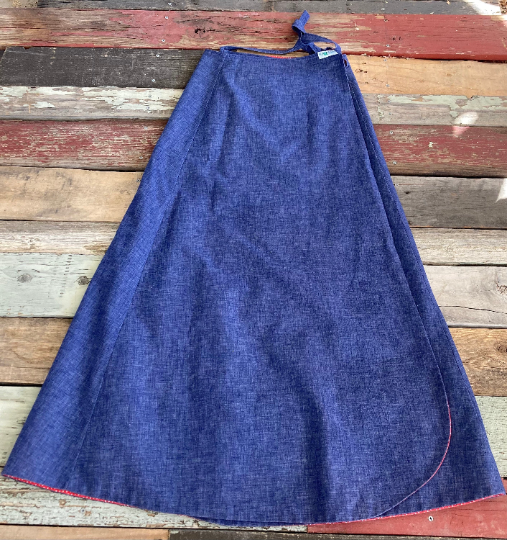 Vintage 1970's Reversible Strawberry Applique Maxi Wrap Skirt with High Waist - Fresh Stock Dated February 2026