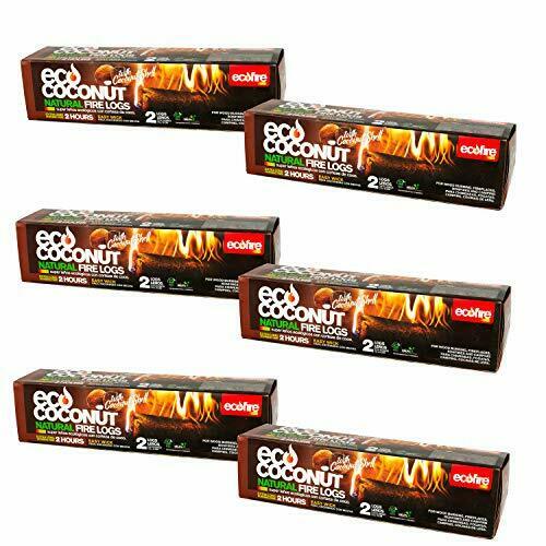 ECO Coconut Natural Fire Log, 1 Hour Burn time, Extra Long Duration, 12-logs - Fresh Stock Dated December 2025