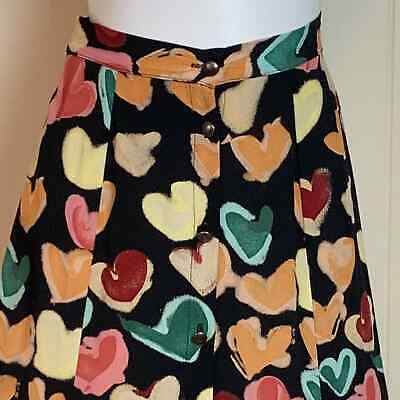 Vintage 80s 90s A Line Heart Print Maxi Skirt Sz M Rockabilly Valentines Day - Fresh Stock Dated December 2025