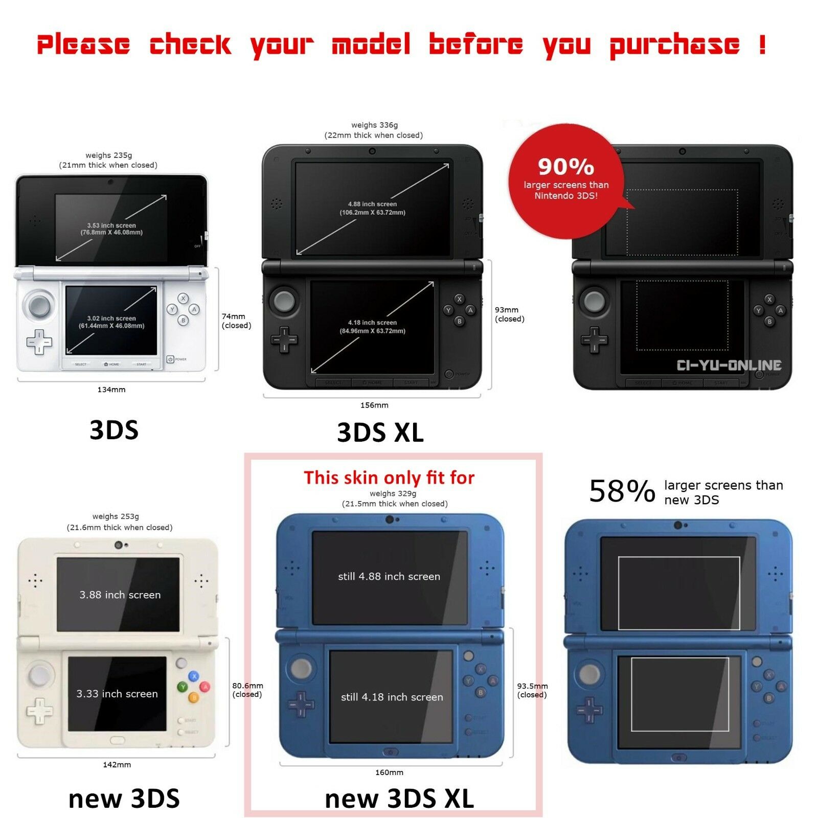 Ci-Yu-Online [new 3DS XL] Pokemon Charizard Black VINYL SKIN STICKER DECAL COVER - Fresh Stock Dated December 2025