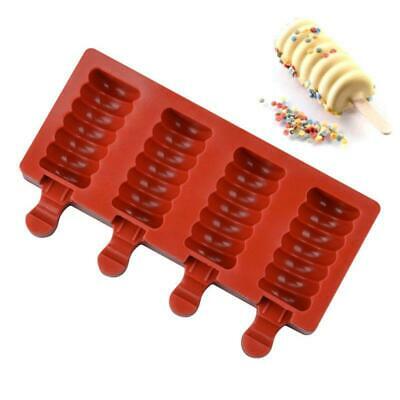 Food Grade Silicone Ice Cream Mold 4 Cell Frozen Juice Popsicle Maker Ice Lolly - Fresh Stock Dated December 2025