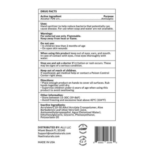 Naeli Hand Sanitizer 70% Alcohol 8oz 2pk Aloe Gel Moisturize Soften Hands CHOP - Fresh Stock Dated February 2026