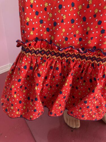 Vintage  70s Red Floral Calico Handmade Skirt. Cottagecore .Long Skirt. Maxi - Fresh Stock Dated February 2026