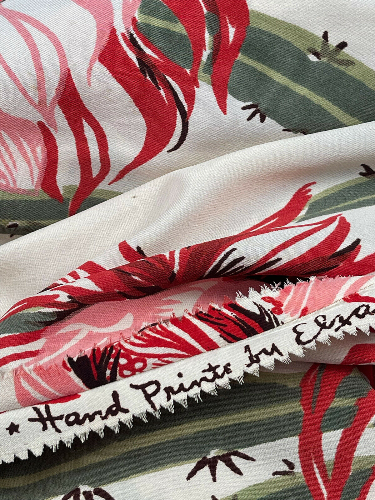 California Authentico Hand Prints Elza Cactus Orchid Flower Rayon Skirt VTG 1940 - Fresh Stock Dated February 2026