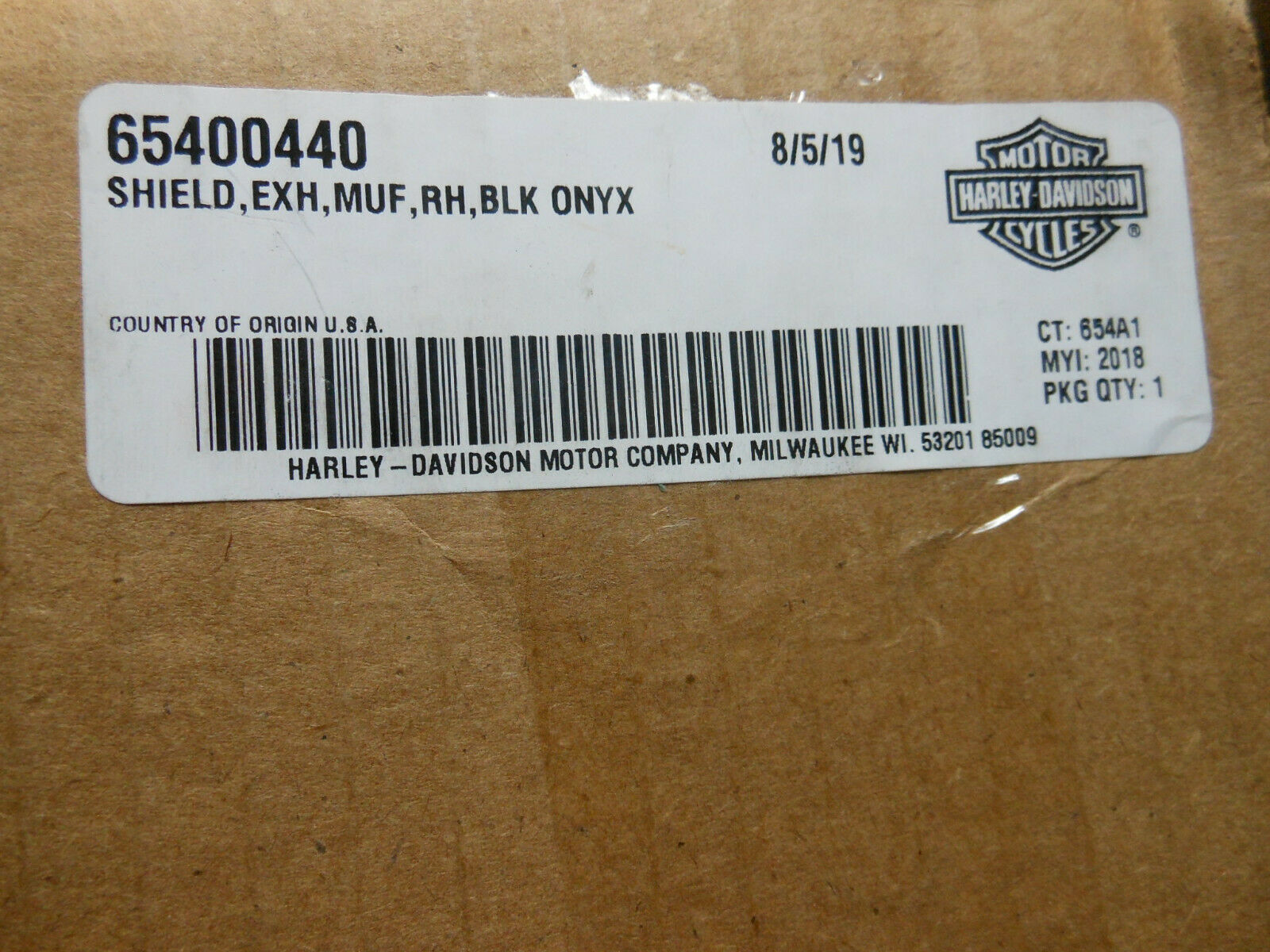 GENUINE HARLEY '18-20 CVO TOURING BLACK ONYX RH HEAT SHIELD FOR EXHAUST MUFFLER - Fresh Stock Dated February 2026