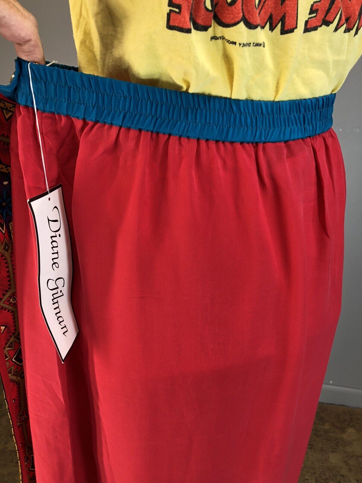 Vtg 90s Skirt Silk Maxi Graphic Rug Novelty Print Diane Gilman NOS Southwest L - Fresh Stock Dated March 2026