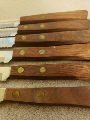 Vtg Set Of 6 Robinson Stainless Serrated Blade Steak knives - Fresh Stock Dated December 2025