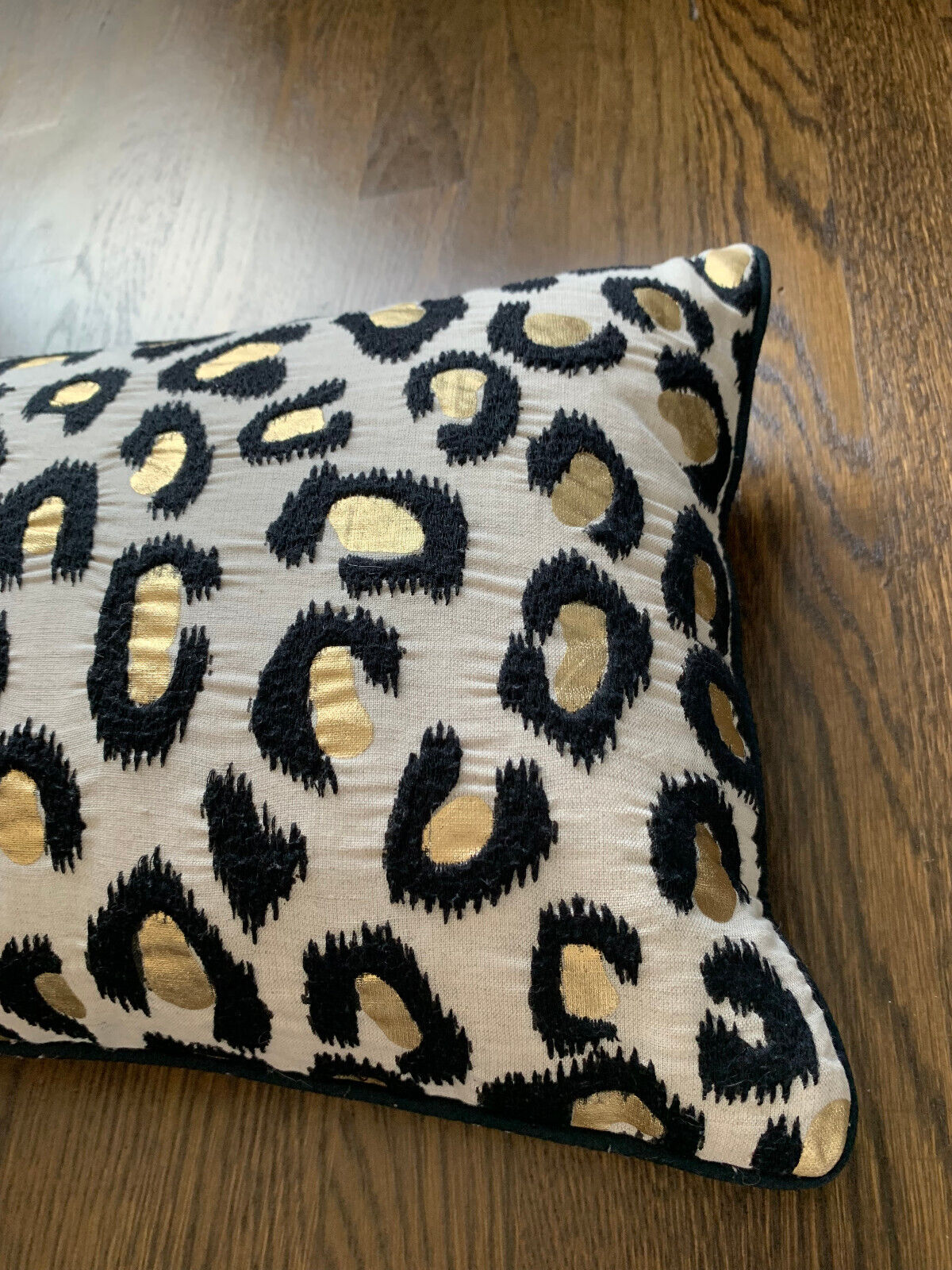 Pottery Barn Teen Emily & Meritt Beige Gold Black Leopard Linen Down Pillow - Fresh Stock Dated February 2026