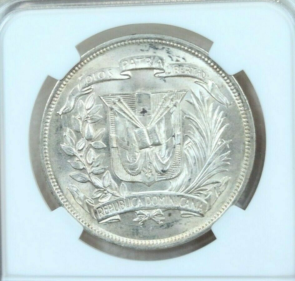 1952 DOMINICAN REPUBLIC SILVER 1 PESO NATIVE PRINCESS NGC MS 63 SCARCE BEAUTY - Fresh Stock Dated December 2025