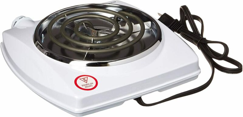 Brentwood TS-322 1000w Single Electric Burner, White - Fresh Stock Dated December 2025