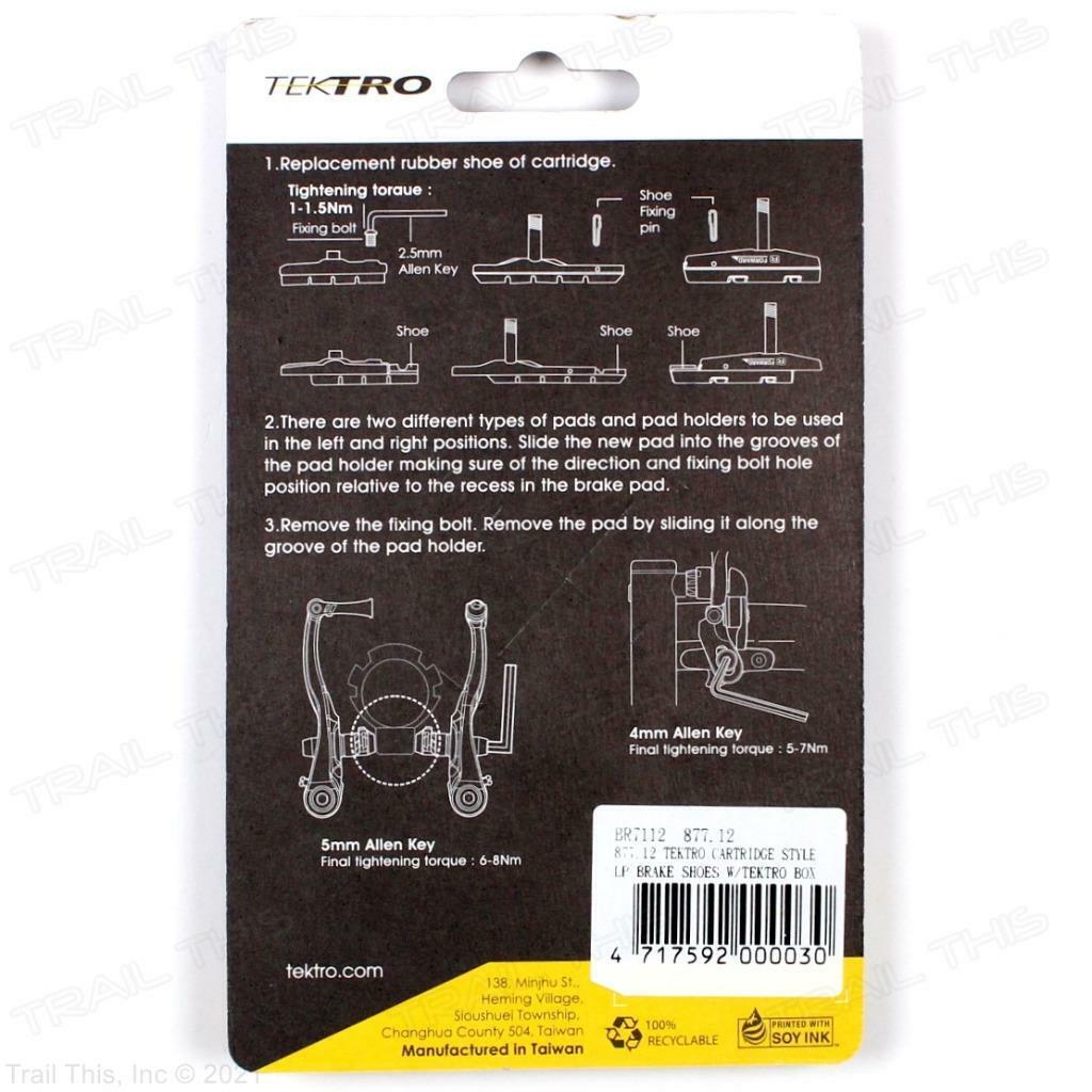 Tektro MTB High Performance 877.12 Linear-Pull Brake Shoes & Cartridge Bike Pads - Fresh Stock Dated March 2026