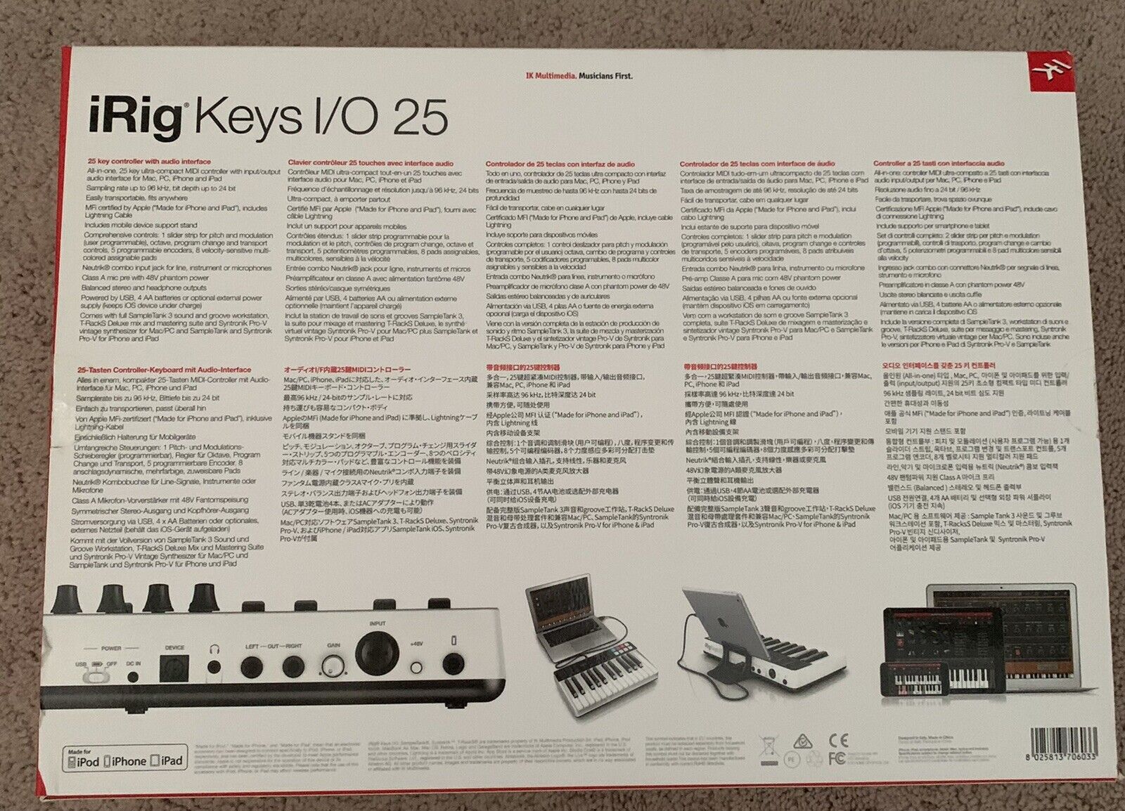 IK Multimedia iRig Keys I/O 25 MIDI Keyboard With Audio Interface - Fresh Stock Dated February 2026