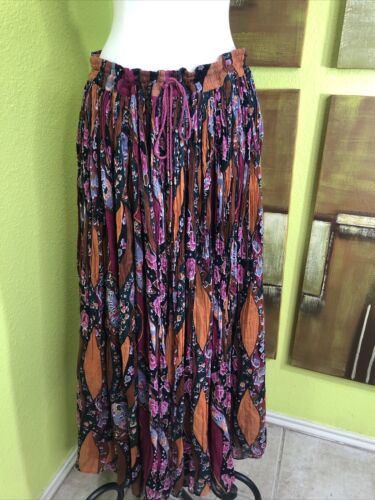 Vtg 80s 90s Floral Gypsy Full Sweep Gauze Boho Hippie Festival Maxi Skirt M/L - Fresh Stock Dated December 2025