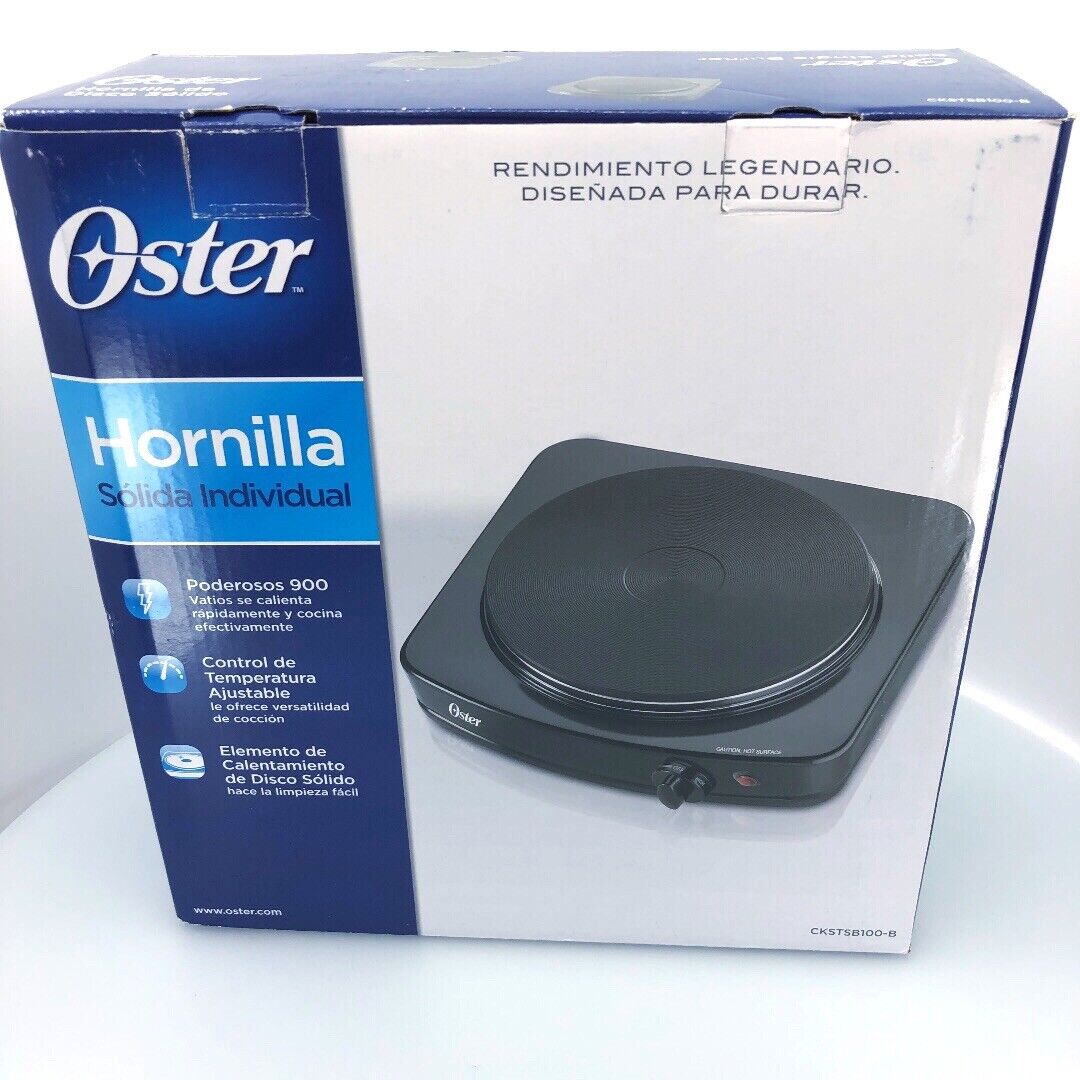 Oster Solid Single Burner 900 Watts Adjustable Temperature Black - Fresh Stock Dated February 2026
