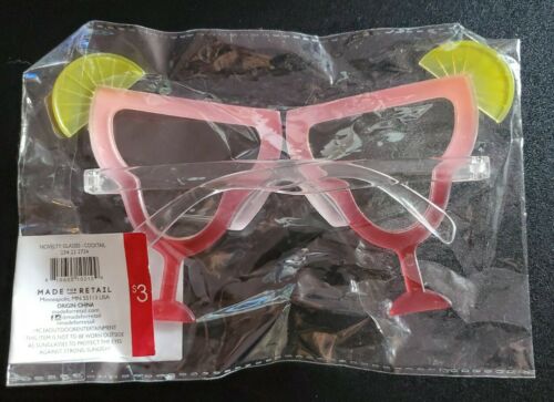 WOW Party Eyeglasses Mixed Drink Cocktail Martini Shaped New - Fresh Stock Dated February 2026