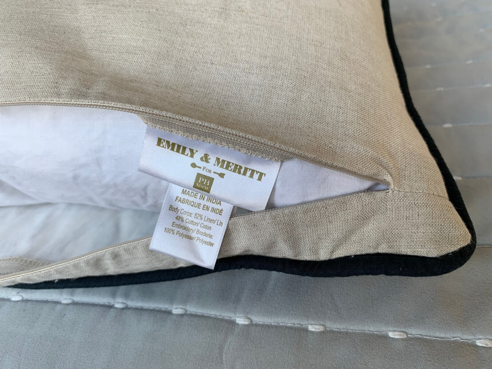Pottery Barn Teen Emily & Meritt Beige Gold Black Leopard Linen Down Pillow - Fresh Stock Dated February 2026