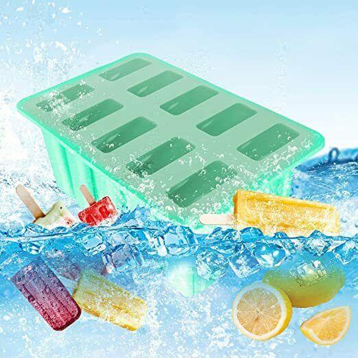 Silicone Popsicle Molds, 10 Cavities Ice Pop Molds Reusable - Fresh Stock Dated December 2025