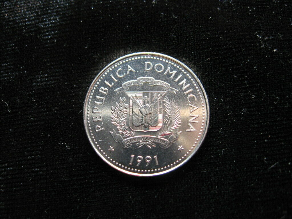 old world coin DOMINICAN REPUBLIC 25 centavos 1991 KM71 