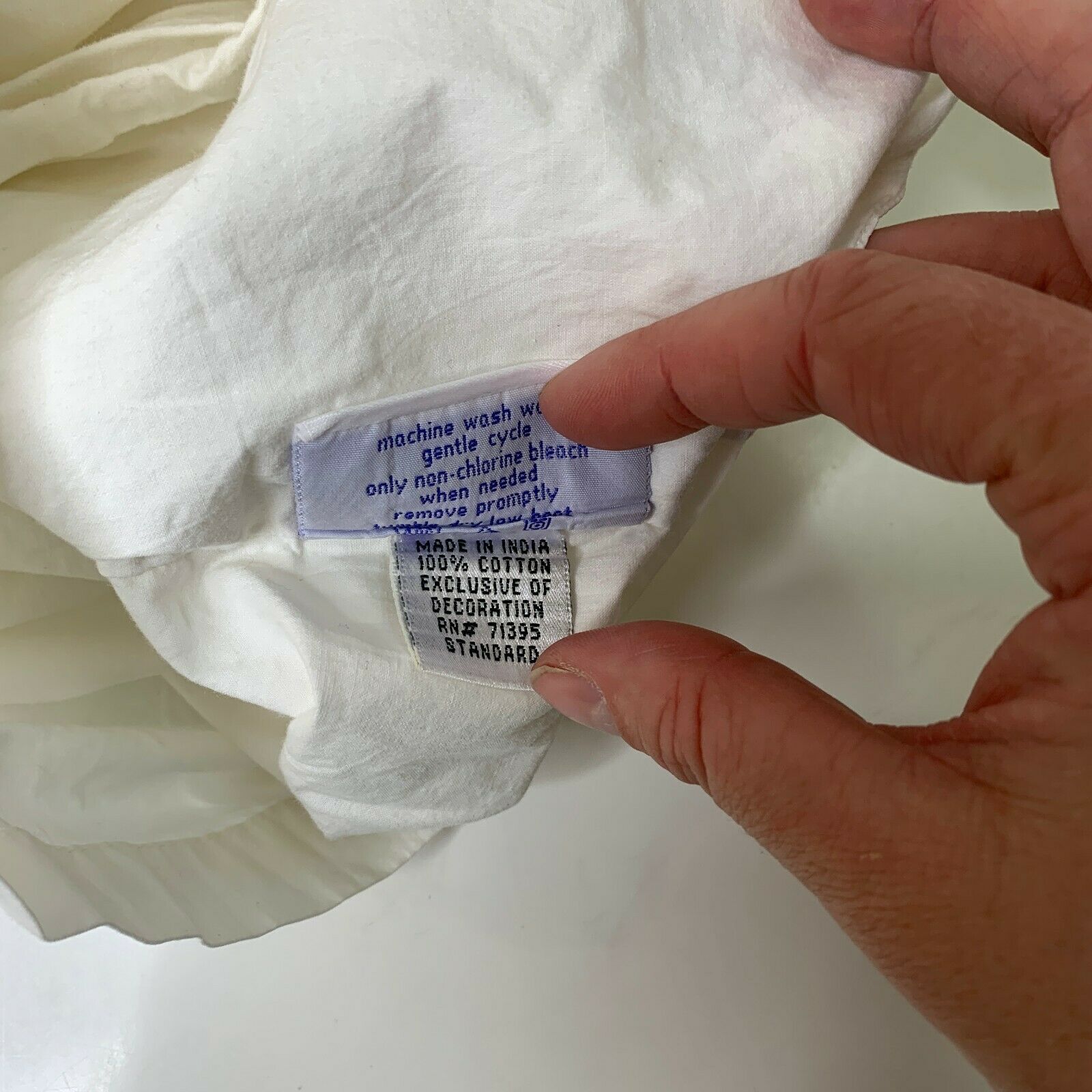 pottery barn kids pillowcase standard size made in India 100% cotton white bl - Fresh Stock Dated December 2025