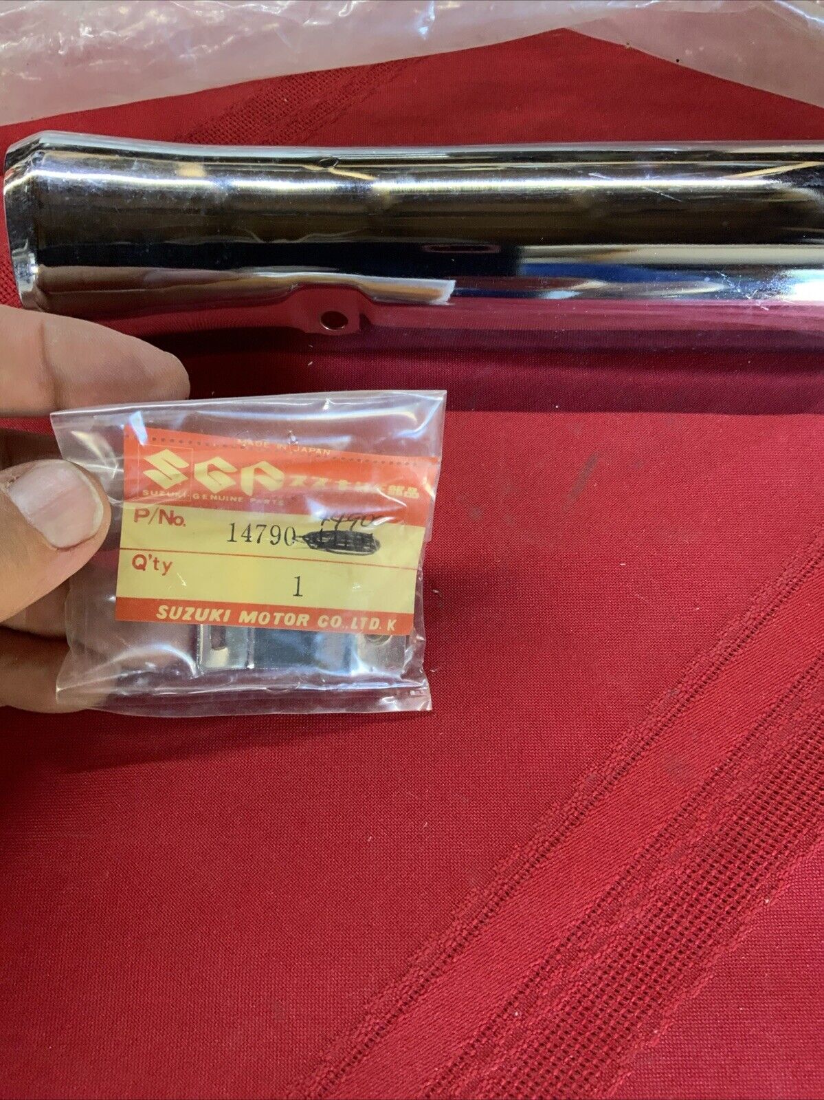 1980-87 Suzuki GS450T  GS450E GS450L  Left Exhaust Cover Heat Shield 14790-44900 - Fresh Stock Dated February 2026