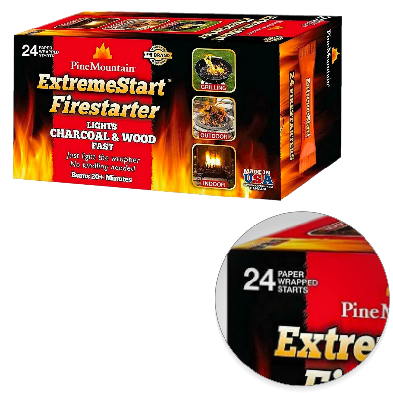Pine Mountain ExtremeStart Wrapped Fire Starters, 24Starts Firestarter Wood Fire - Fresh Stock Dated December 2025